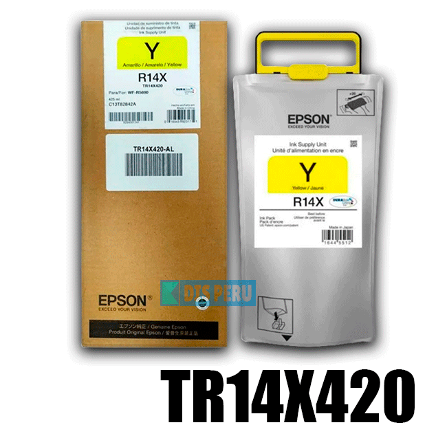 BOLSA DE TINTA EPSON R14X YELLOW PARA WF-R4640, WF-R5690, F-R5190 425ML (CAPACIDAD ALTA - 50,000 PAGINAS ISO)