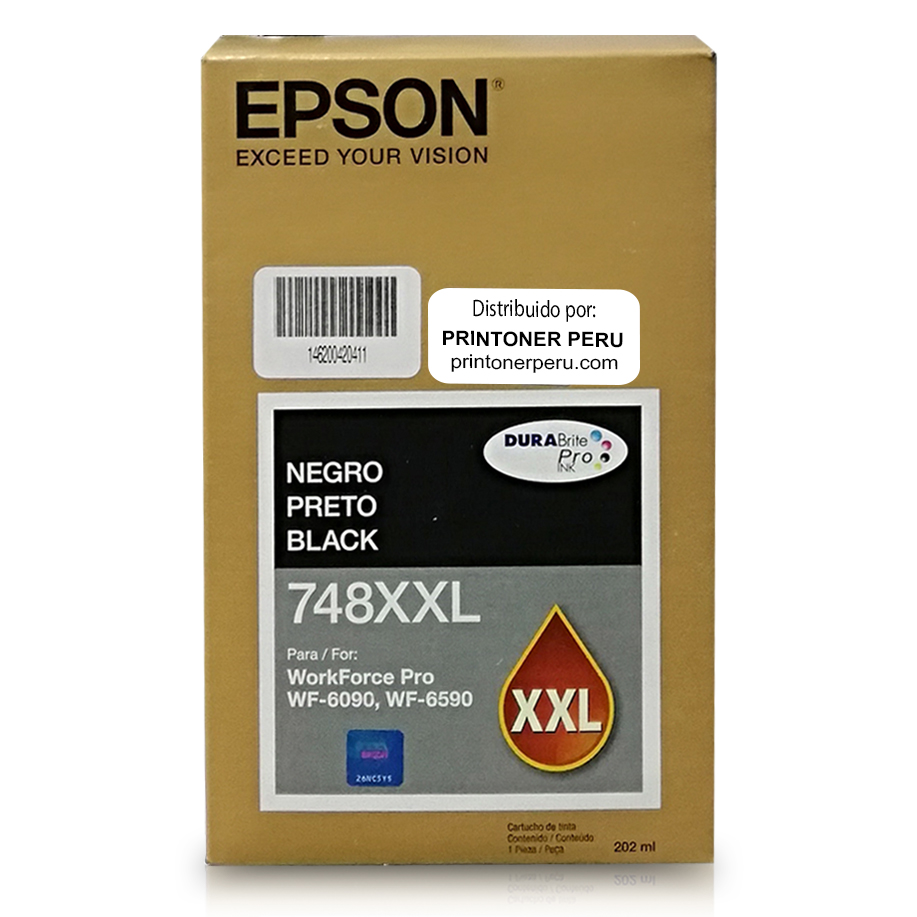 Cartuchos de Tinta Epson Negra para WF-6090, WF-6590 202ML (Alto rendimiento - 10,000 páginas)