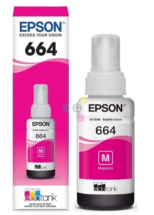 BOTELLA DE TINTA EPSON MAGENTA PARA L110, L120, L200, L210, L220, L300, L310, L350, L355, L365, L375, L380, L395, L396, L455, L475, L495, L555, L565, L575, L606, L655, L656, L1300, L1455 70ML (7,000 PAGINAS)