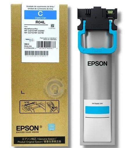 [T941220-AL] BOLSA DE TINTA EPSON CYAN PARA WF- C5210, C5290, C5710, C5790 38ML R04L (RENDIMIENTO ESTANDAR - 5,000 PAGINAS)